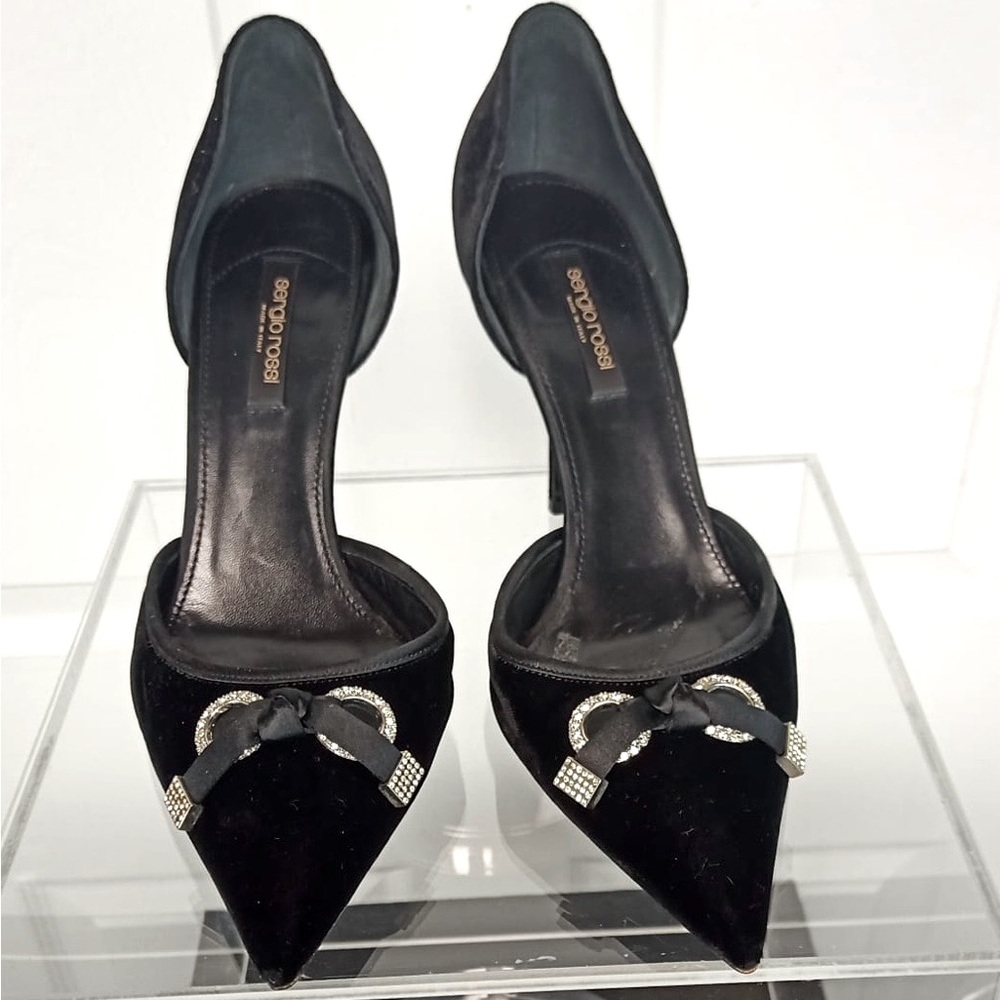Sergio Rossi Black Velvet D’Orsay Shoes 41